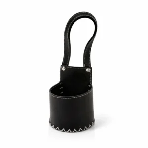 porta mate auto cuero negro